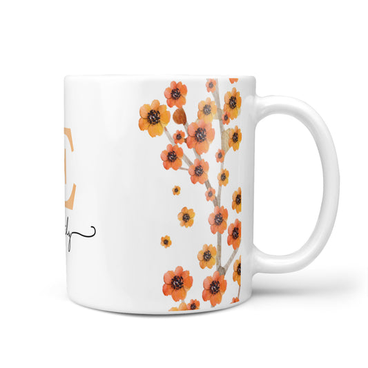 Personalised Orange Flowers 10oz Mug