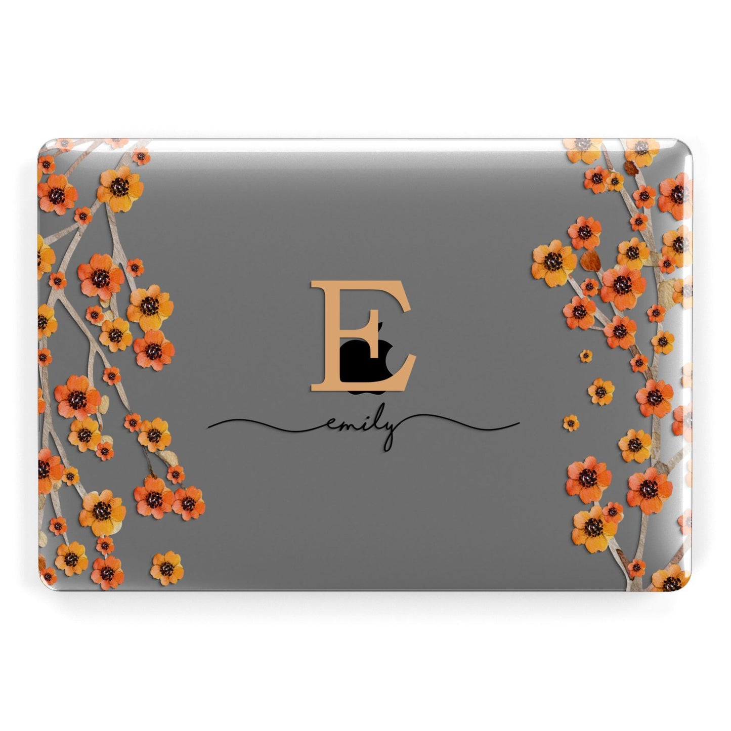 Personalised Orange Flowers Apple MacBook Case