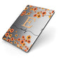 Personalised Orange Flowers Apple iPad Case on Grey iPad Side View