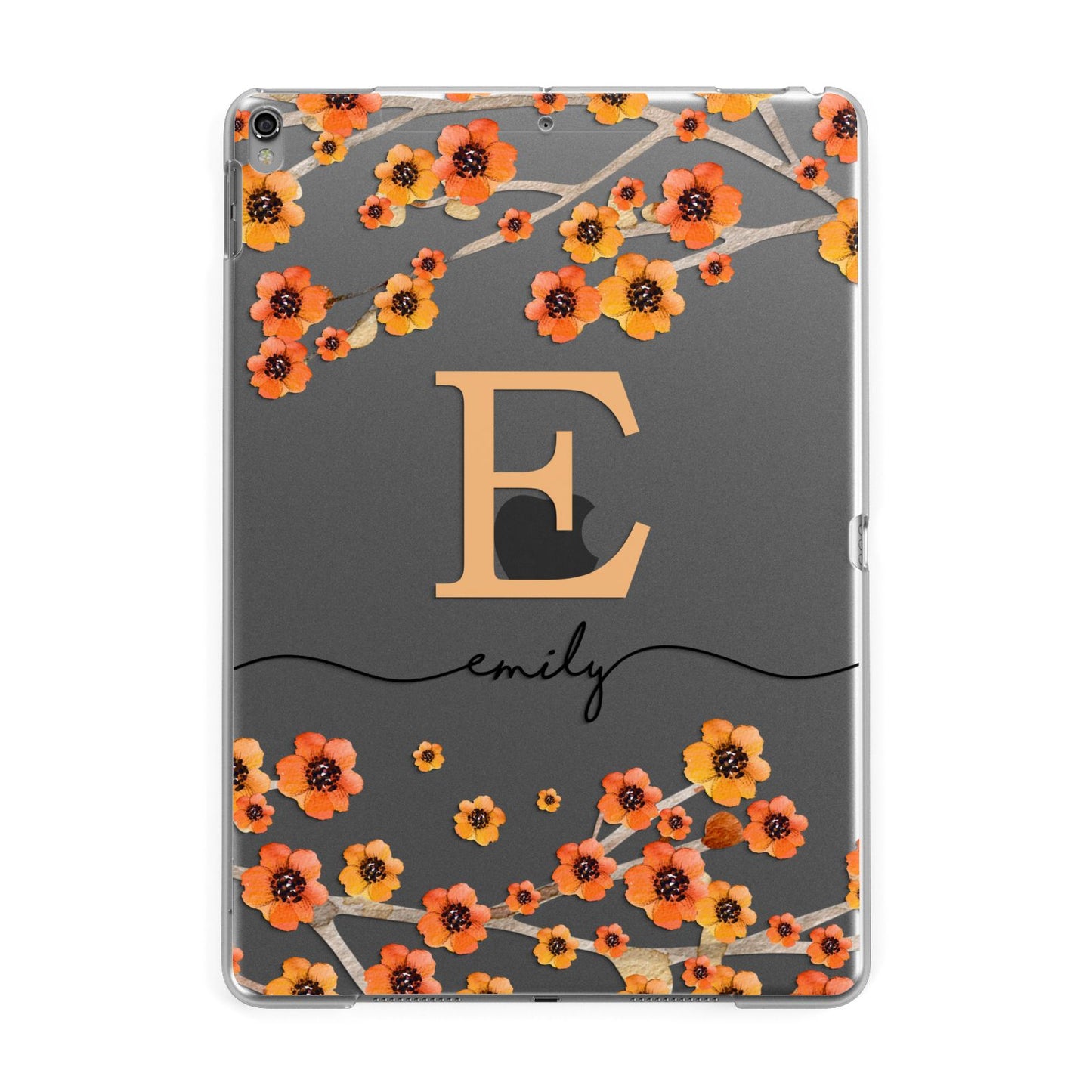 Personalised Orange Flowers Apple iPad Grey Case