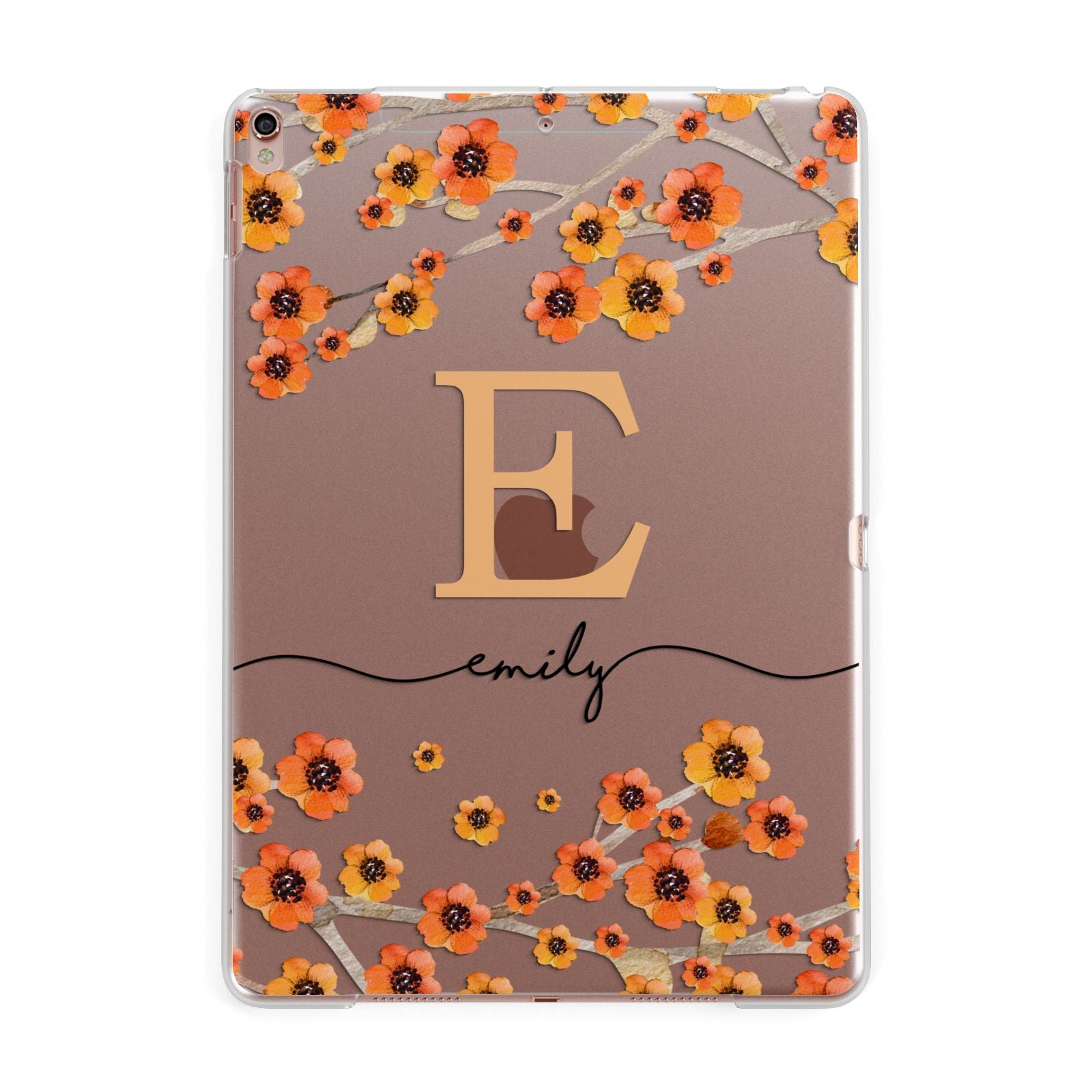 Personalised Orange Flowers Apple iPad Rose Gold Case