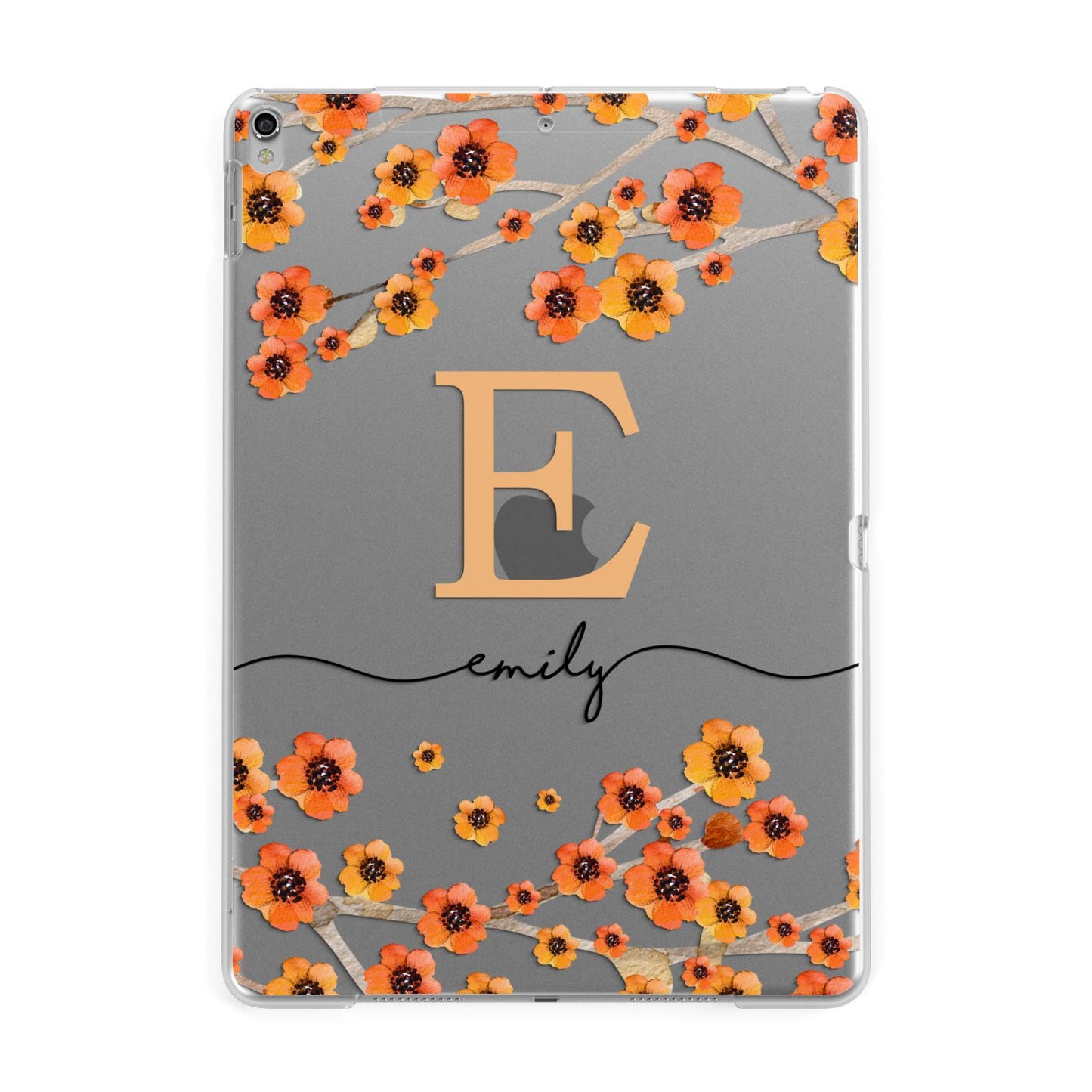 Personalised Orange Flowers Apple iPad Silver Case