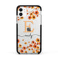 Personalised Orange Flowers Apple iPhone 11 in White with Black Impact Case