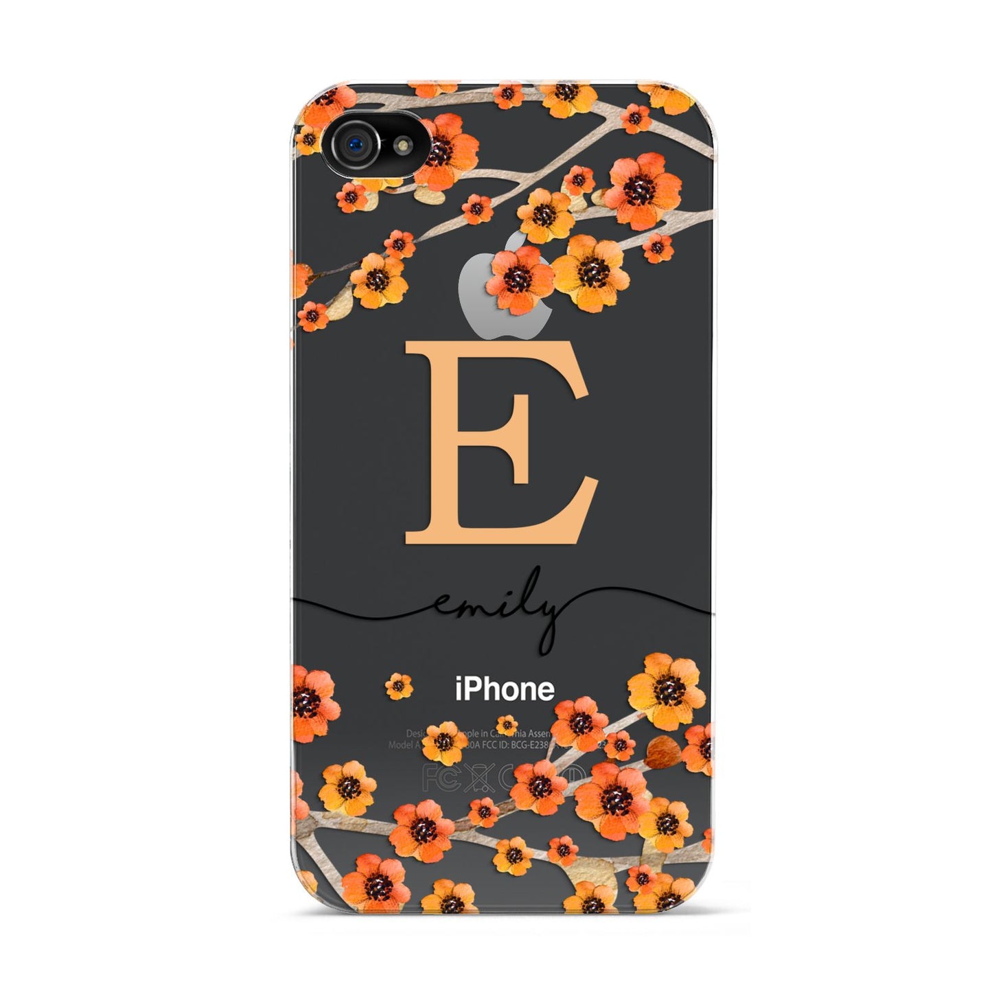 Personalised Orange Flowers Apple iPhone 4s Case