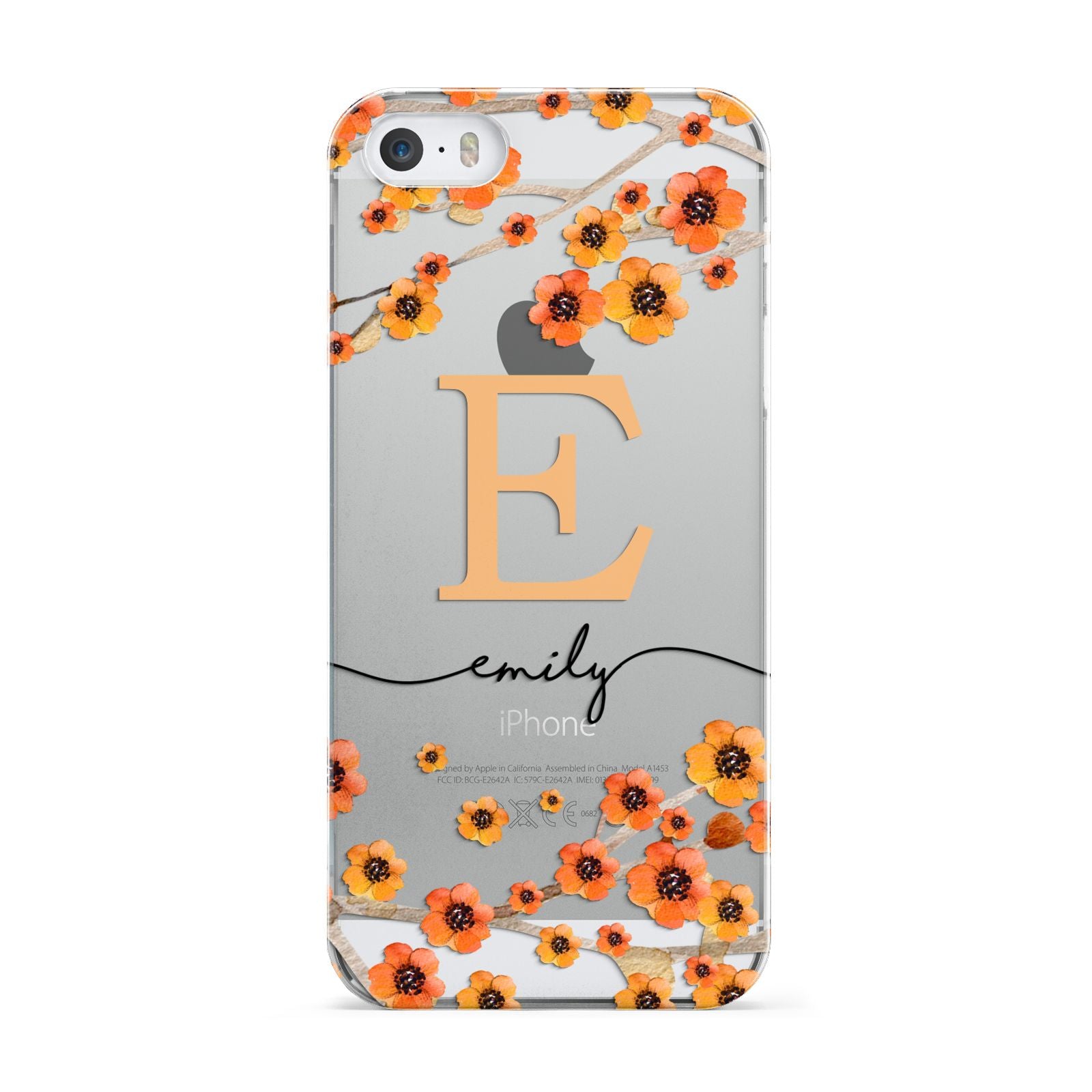 Personalised Orange Flowers Apple iPhone 5 Case