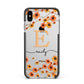 Personalised Orange Flowers Apple iPhone Xs Max Impact Case Black Edge on Silver Phone