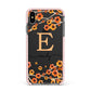 Personalised Orange Flowers Apple iPhone Xs Max Impact Case Pink Edge on Black Phone