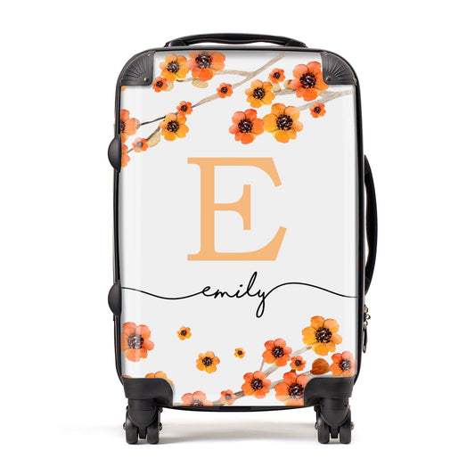 Personalised Orange Flowers Suitcase