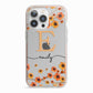 Personalised Orange Flowers iPhone 13 Pro TPU Impact Case with Pink Edges