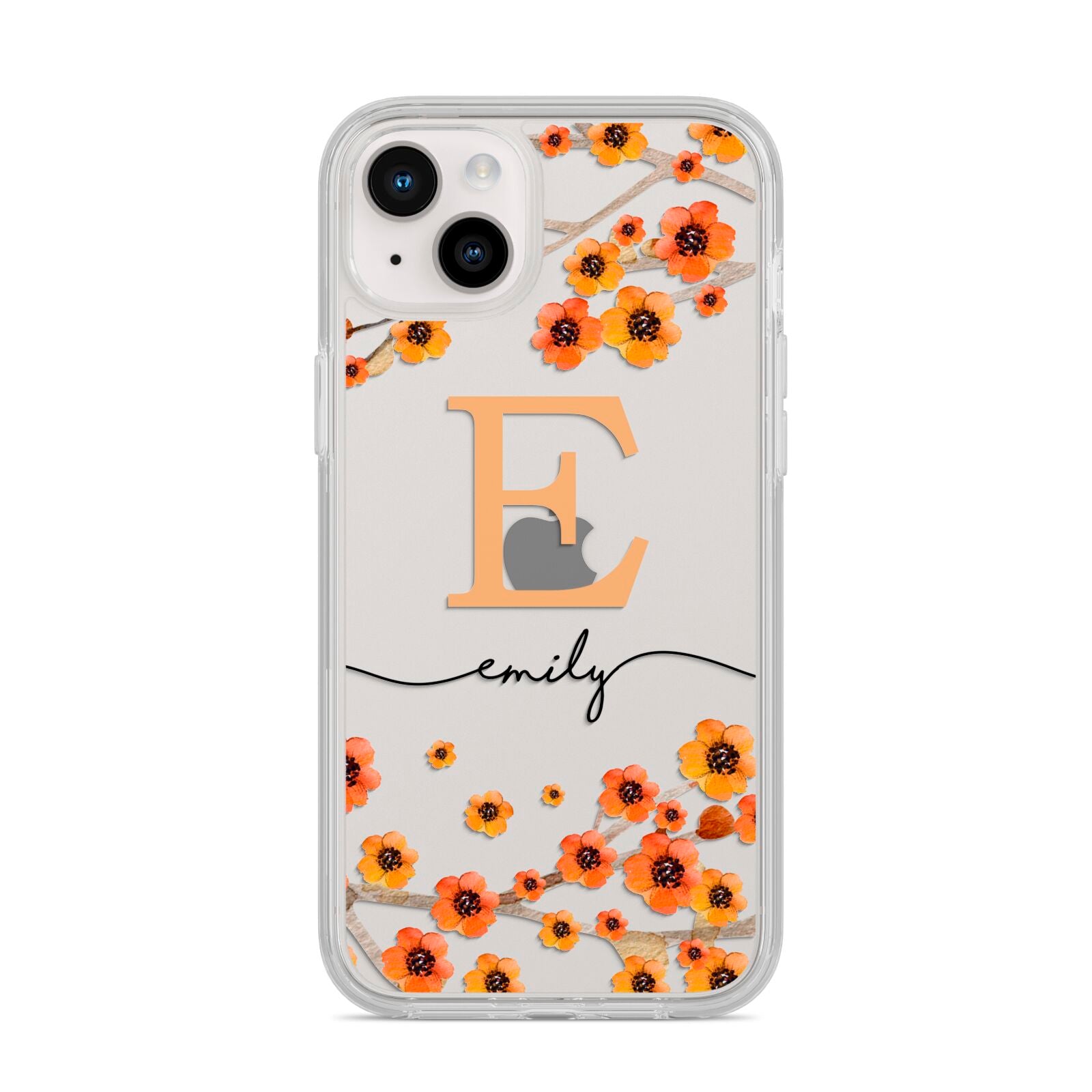 Personalised Orange Flowers iPhone 14 Plus Clear Tough Case Starlight