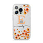 Personalised Orange Flowers iPhone 14 Pro Clear Tough Case Silver