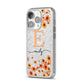 Personalised Orange Flowers iPhone 14 Pro Glitter Tough Case Silver Angled Image