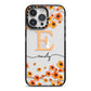 Personalised Orange Flowers iPhone 14 Pro Max Black Impact Case on Silver phone