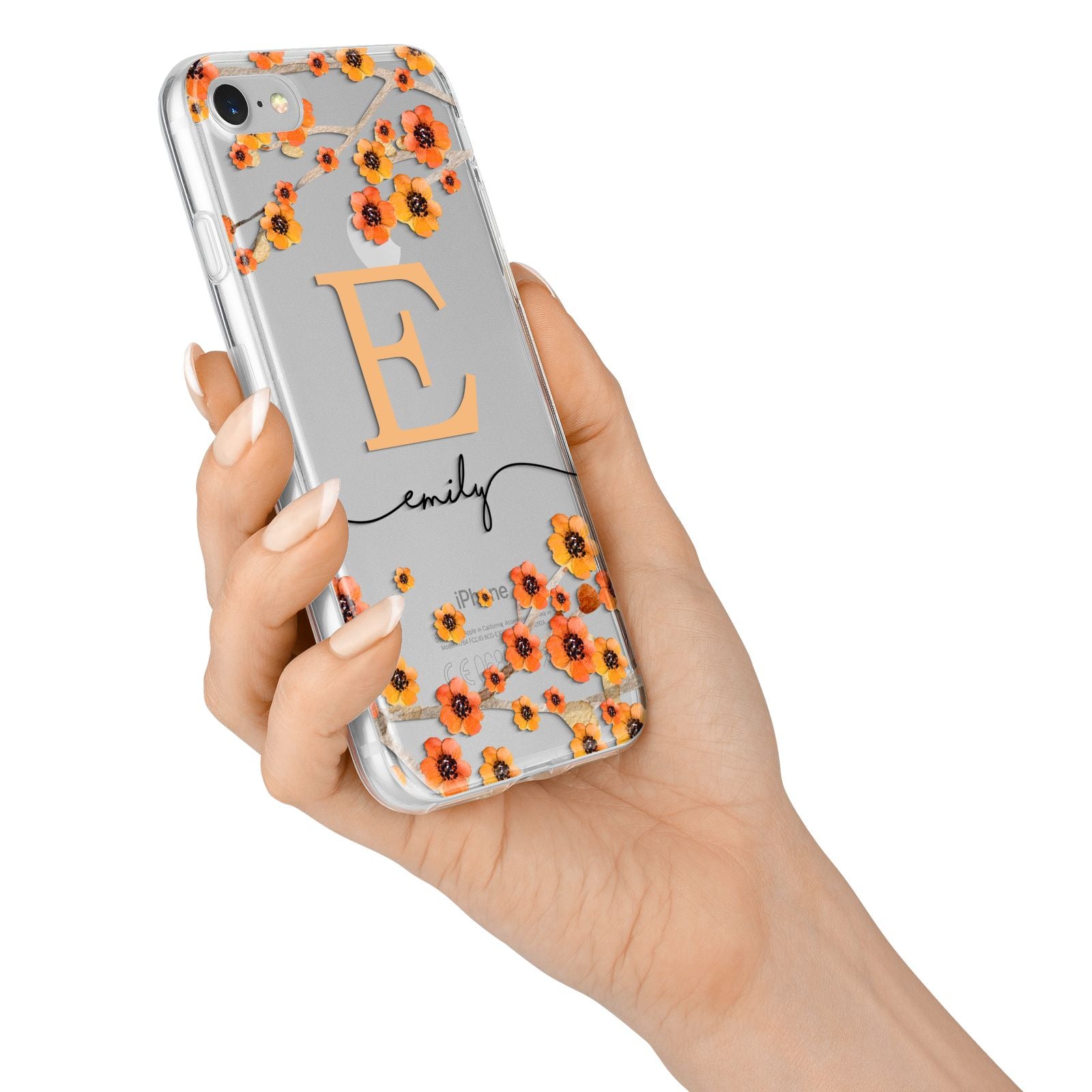 Personalised Orange Flowers iPhone 7 Bumper Case on Silver iPhone Alternative Image
