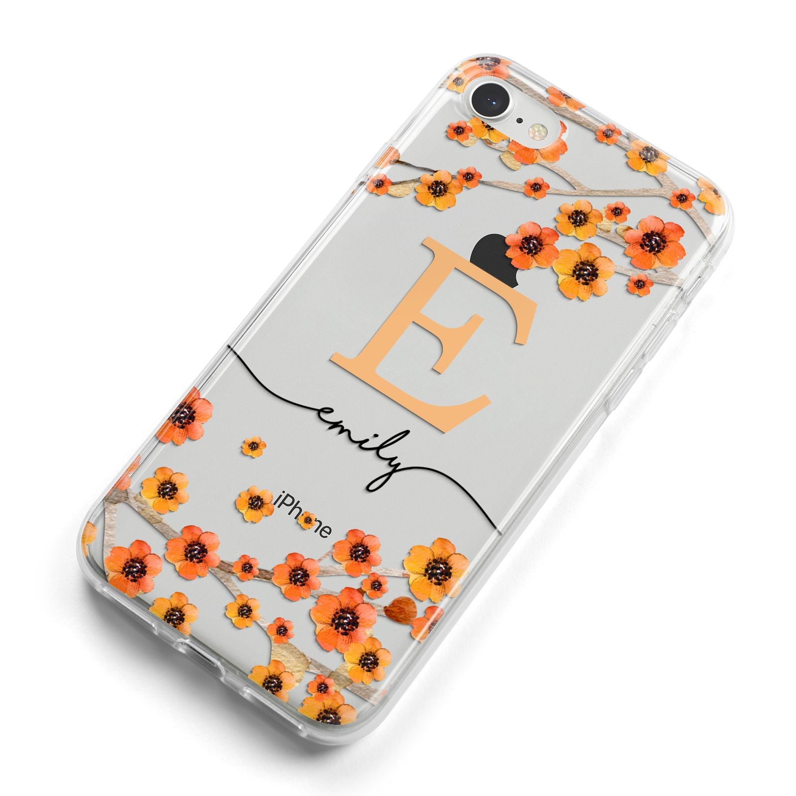 Personalised Orange Flowers iPhone 8 Bumper Case on Silver iPhone Alternative Image