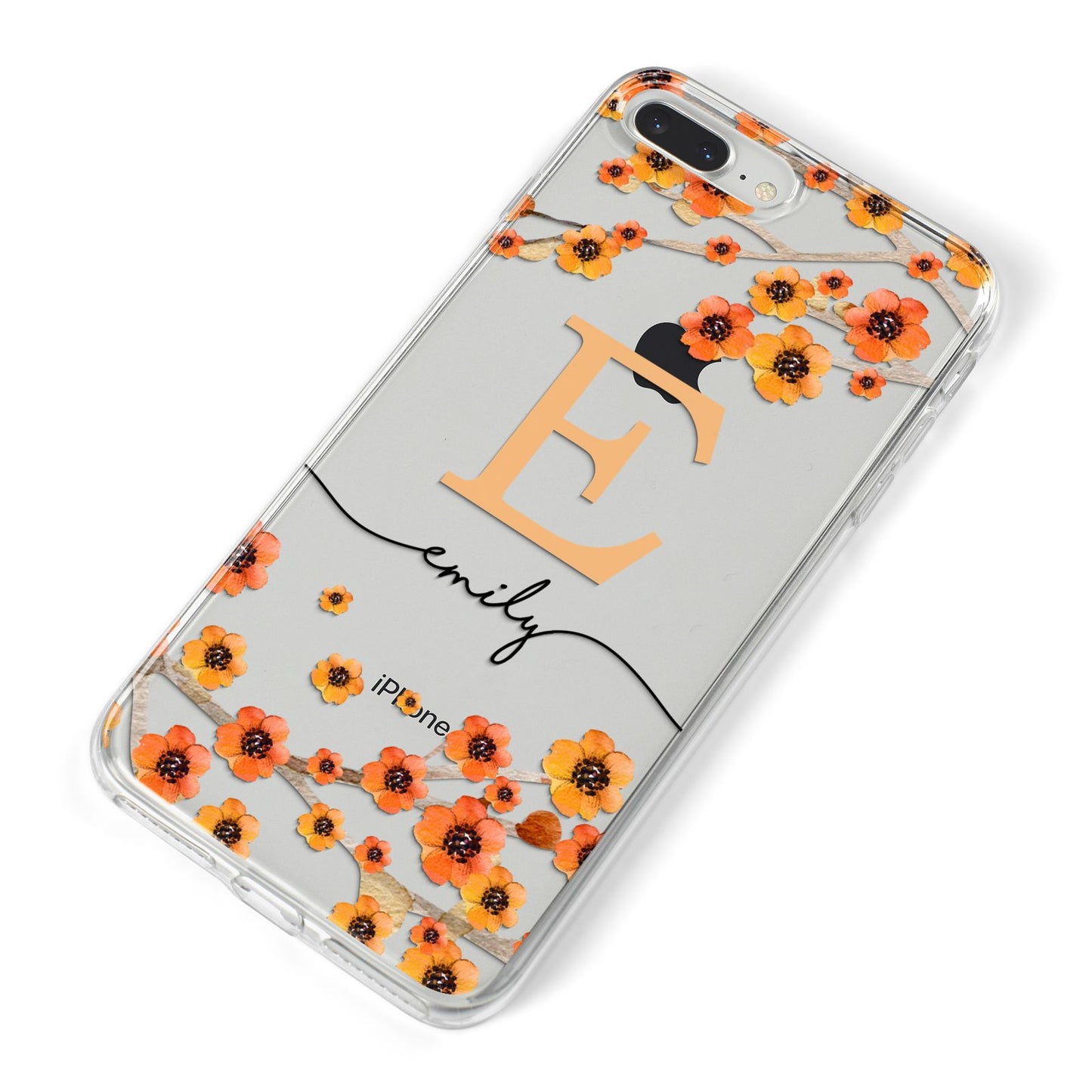 Personalised Orange Flowers iPhone 8 Plus Bumper Case on Silver iPhone Alternative Image