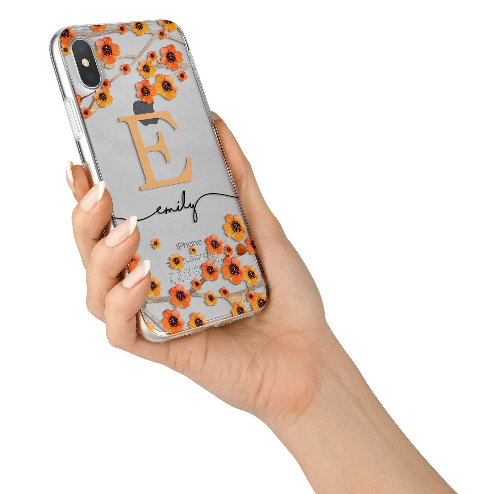 Personalised Orange Flowers iPhone X Bumper Case on Silver iPhone Alternative Image 2