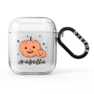 Personalised Orange Pumpkin AirPods Case