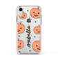 Personalised Orange Pumpkin Apple iPhone XR Impact Case Pink Edge on Silver Phone