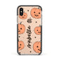 Personalised Orange Pumpkin Apple iPhone Xs Impact Case Black Edge on Gold Phone