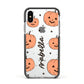 Personalised Orange Pumpkin Apple iPhone Xs Impact Case Black Edge on Silver Phone
