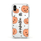 Personalised Orange Pumpkin Apple iPhone Xs Impact Case White Edge on Silver Phone