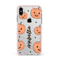 Personalised Orange Pumpkin Apple iPhone Xs Max Impact Case Pink Edge on Silver Phone