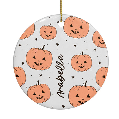 Personalised Orange Pumpkin Circle Decoration