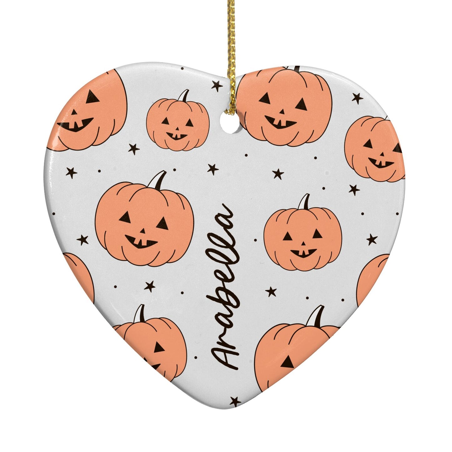 Personalised Orange Pumpkin Heart Decoration