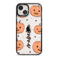 Personalised Orange Pumpkin iPhone 13 Black Impact Case on Silver phone