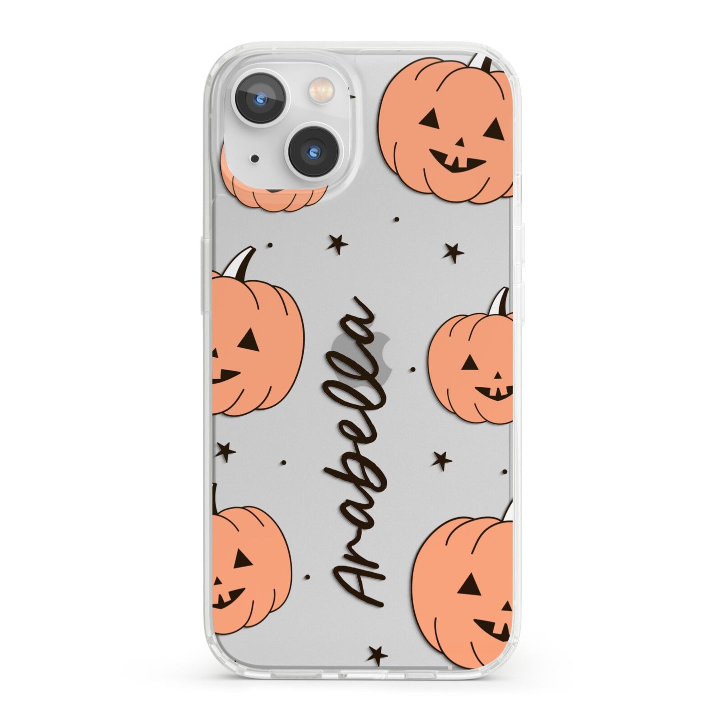 Personalised Orange Pumpkin iPhone 13 Clear Bumper Case