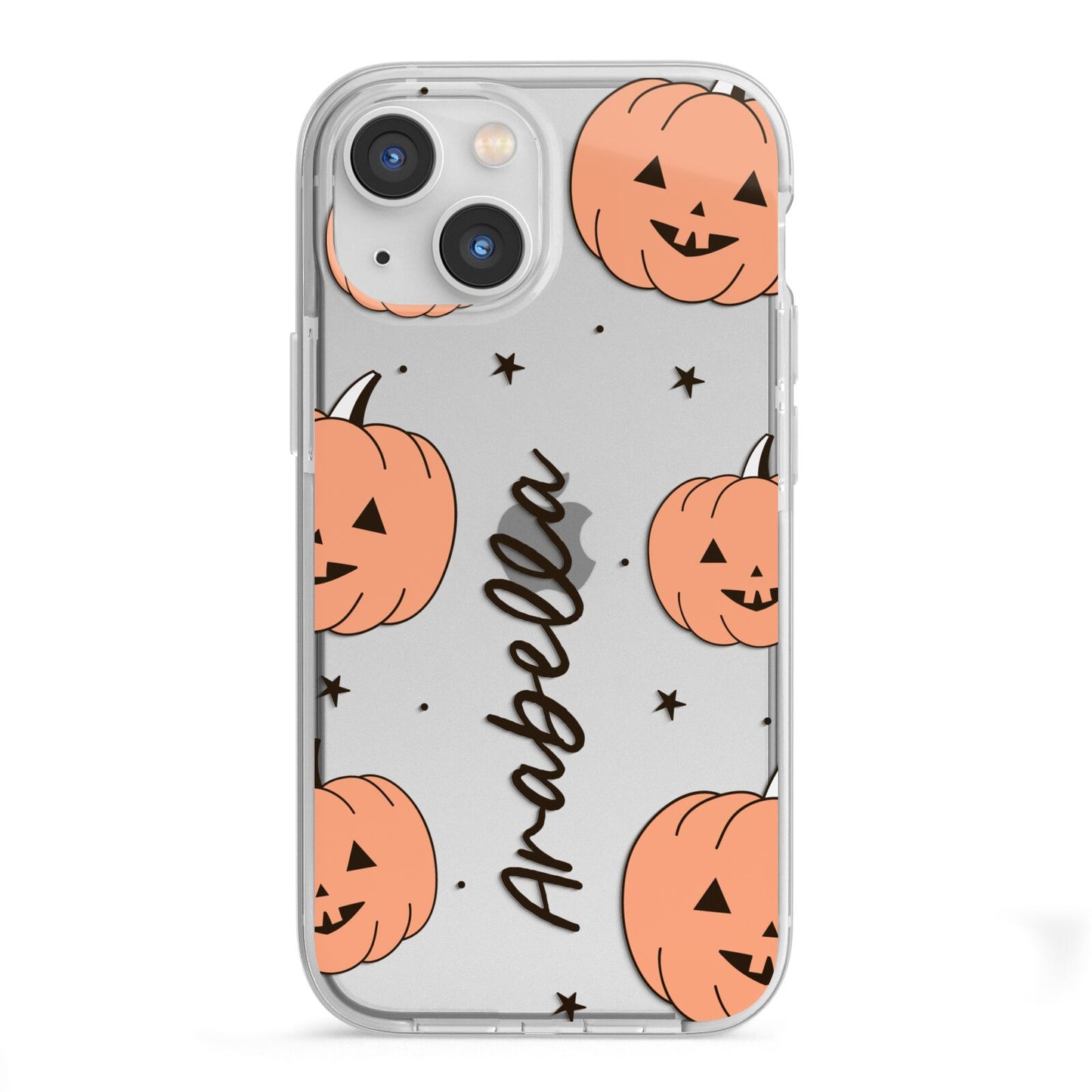 Personalised Orange Pumpkin iPhone 13 Mini TPU Impact Case with White Edges