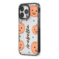 Personalised Orange Pumpkin iPhone 13 Pro Black Impact Case Side Angle on Silver phone