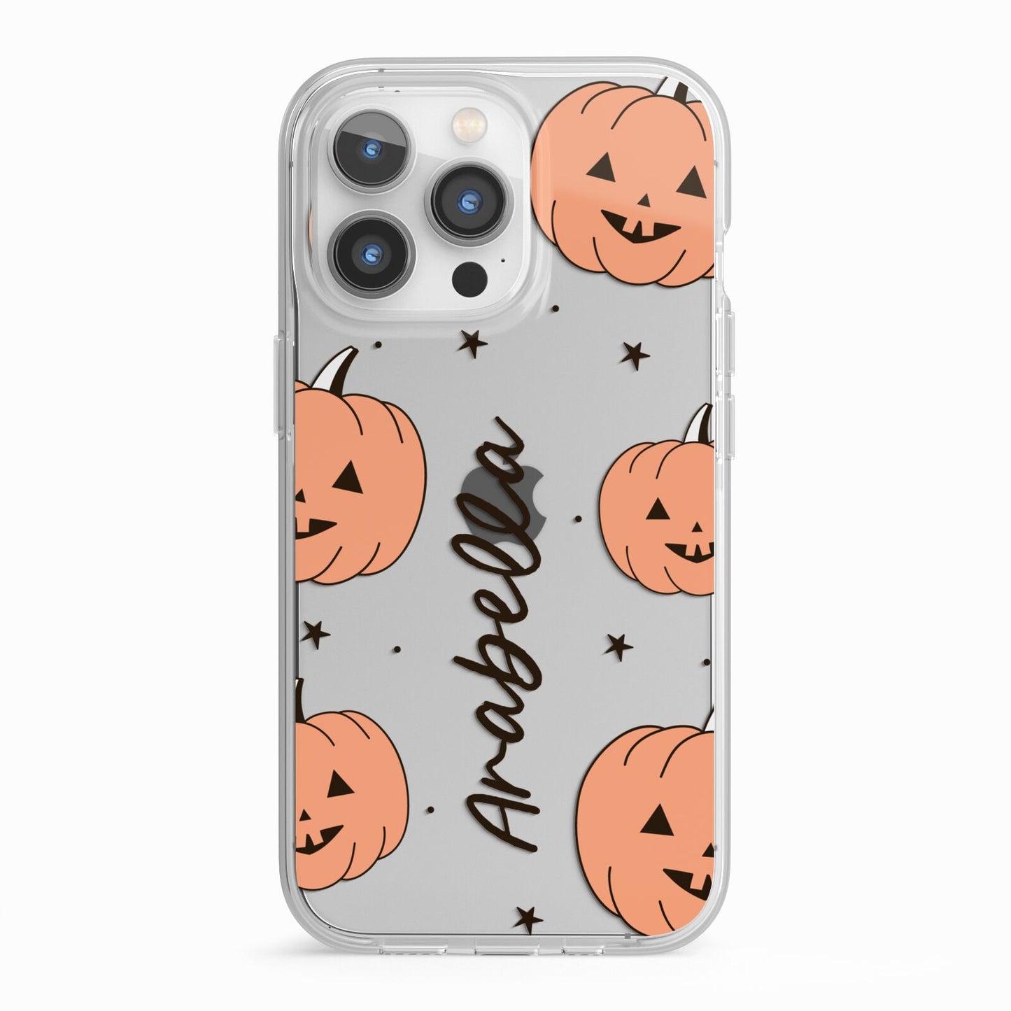 Personalised Orange Pumpkin iPhone 13 Pro TPU Impact Case with White Edges