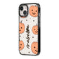 Personalised Orange Pumpkin iPhone 14 Black Impact Case Side Angle on Silver phone