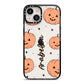 Personalised Orange Pumpkin iPhone 14 Black Impact Case on Silver phone