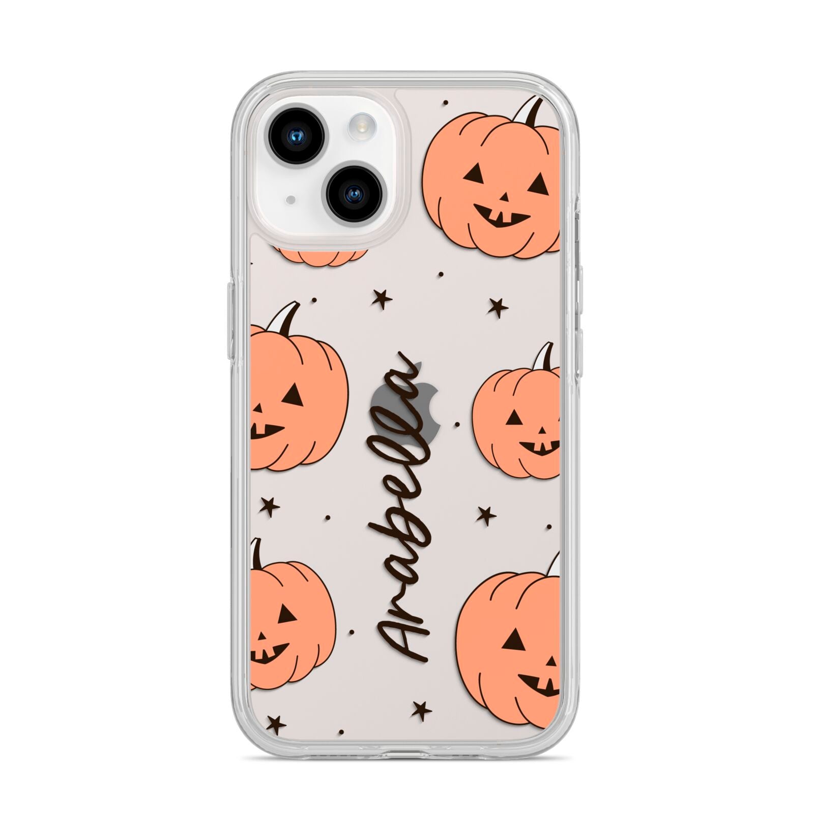Personalised Orange Pumpkin iPhone 14 Clear Tough Case Starlight