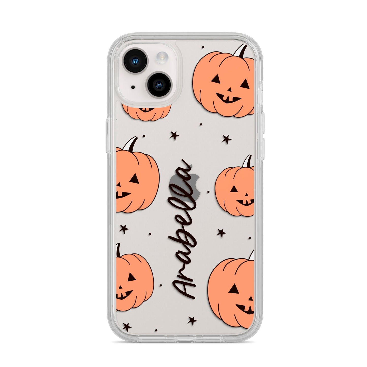 Personalised Orange Pumpkin iPhone 14 Plus Clear Tough Case Starlight