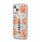 Personalised Orange Pumpkin iPhone 14 Plus Glitter Tough Case Starlight Angled Image
