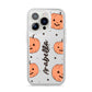 Personalised Orange Pumpkin iPhone 14 Pro Clear Tough Case Silver