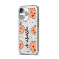Personalised Orange Pumpkin iPhone 14 Pro Glitter Tough Case Silver Angled Image