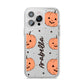 Personalised Orange Pumpkin iPhone 14 Pro Max Clear Tough Case Silver