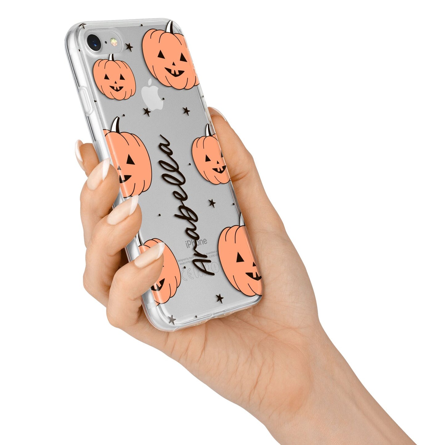 Personalised Orange Pumpkin iPhone 7 Bumper Case on Silver iPhone Alternative Image