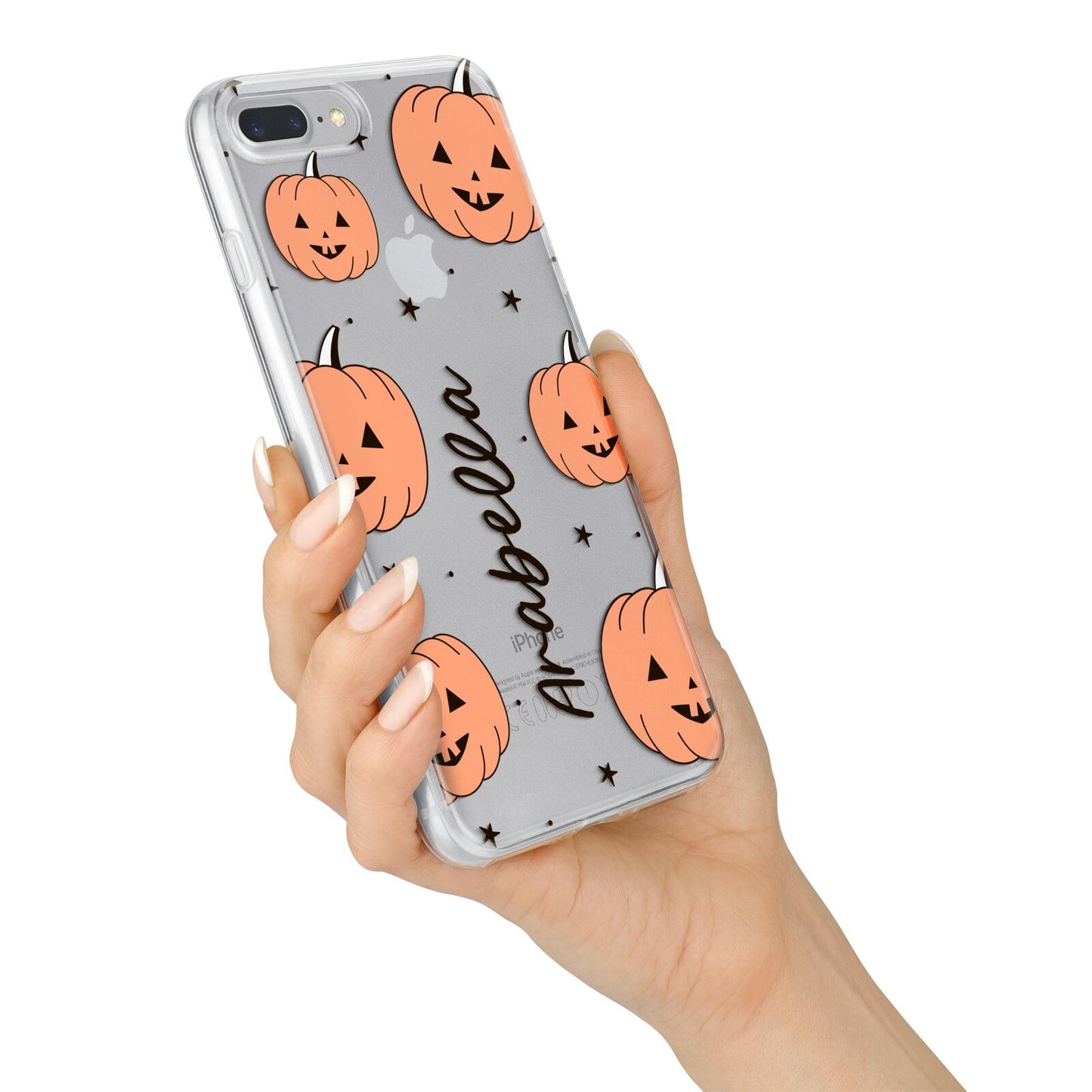 Personalised Orange Pumpkin iPhone 7 Plus Bumper Case on Silver iPhone Alternative Image