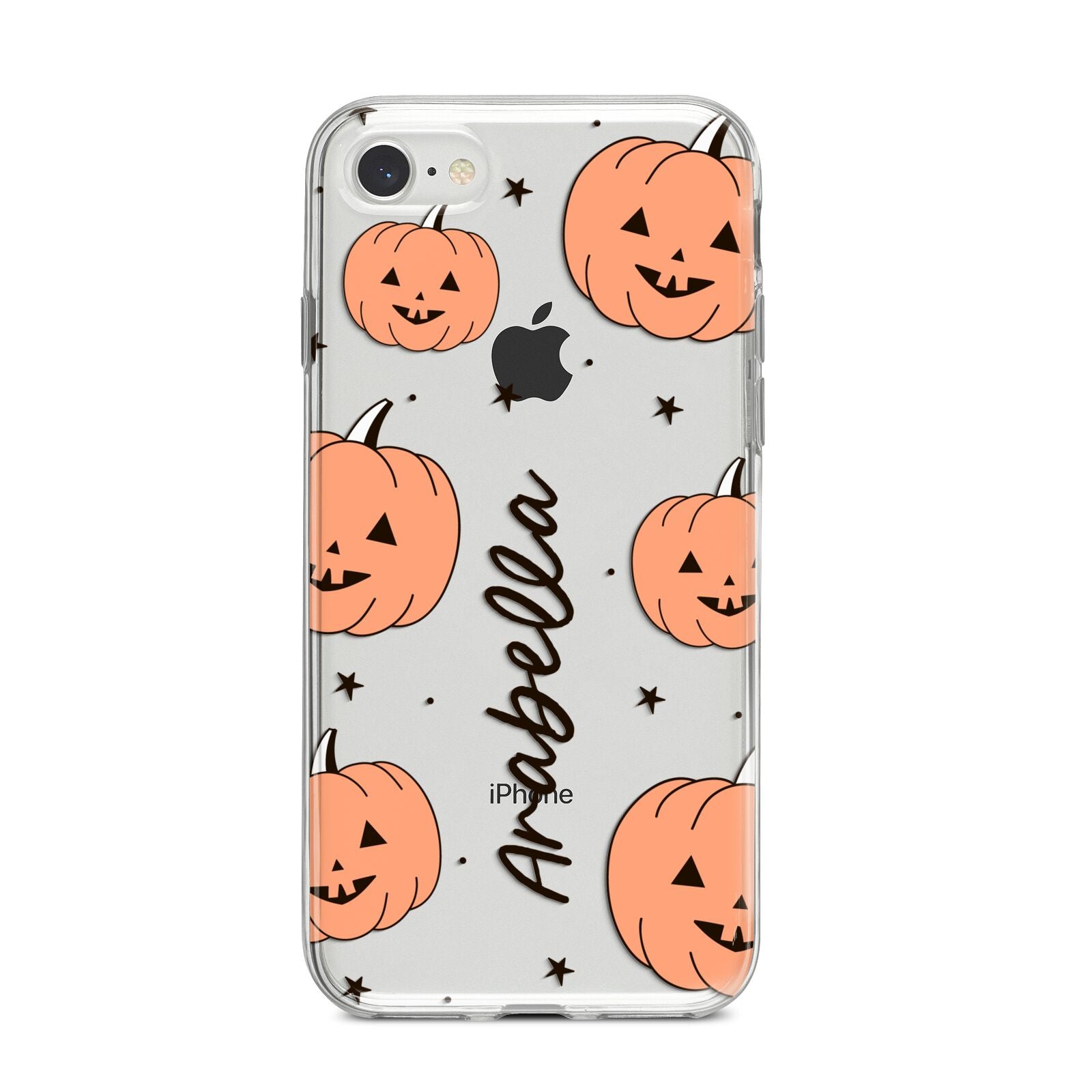 Personalised Orange Pumpkin iPhone 8 Bumper Case on Silver iPhone