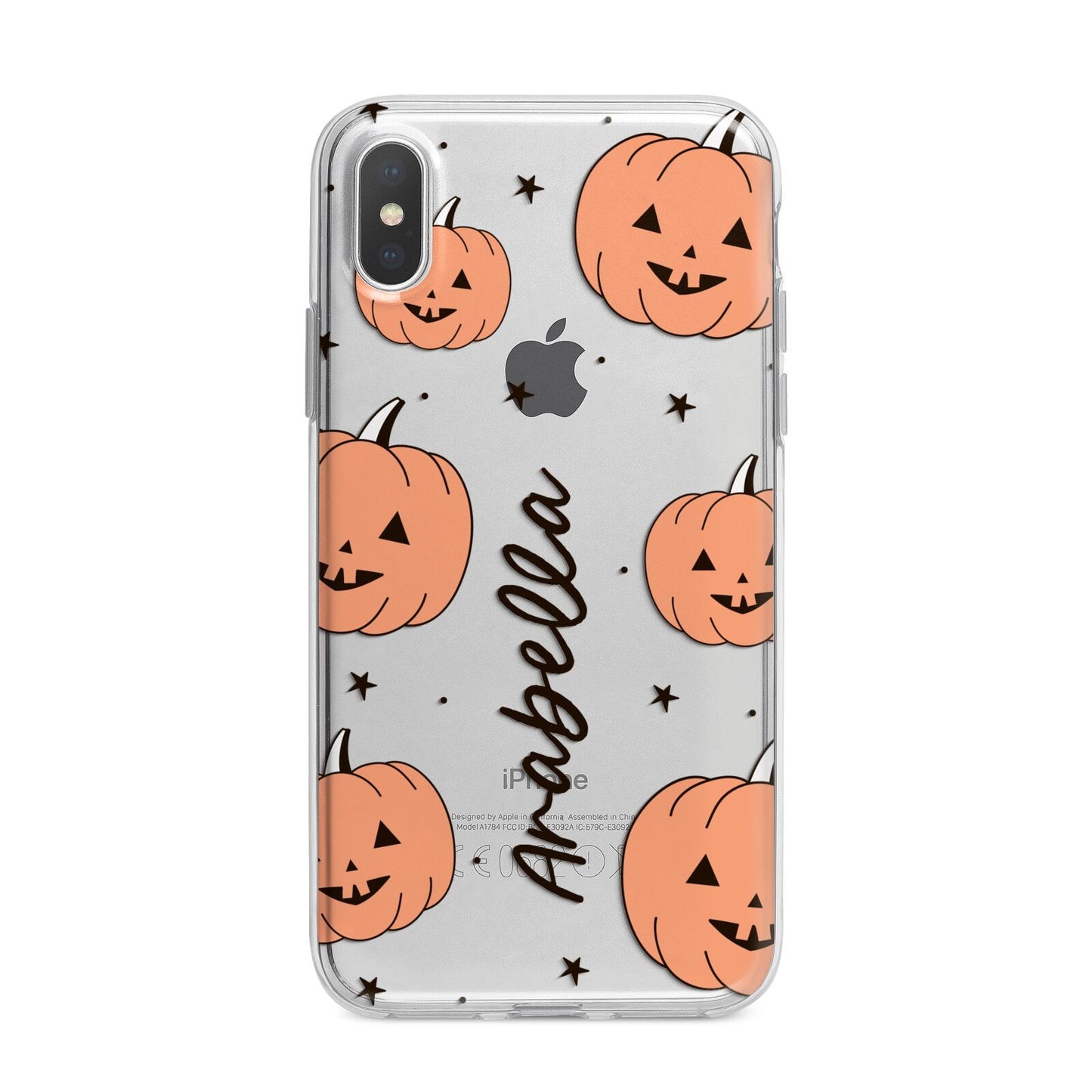 Personalised Orange Pumpkin iPhone X Bumper Case on Silver iPhone Alternative Image 1