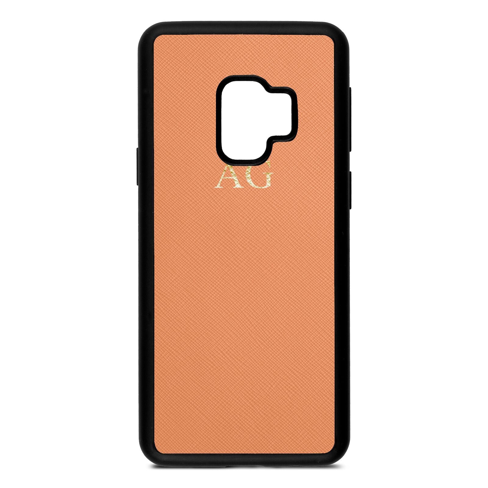 Personalised Orange Saffiano Leather Samsung S9 Case