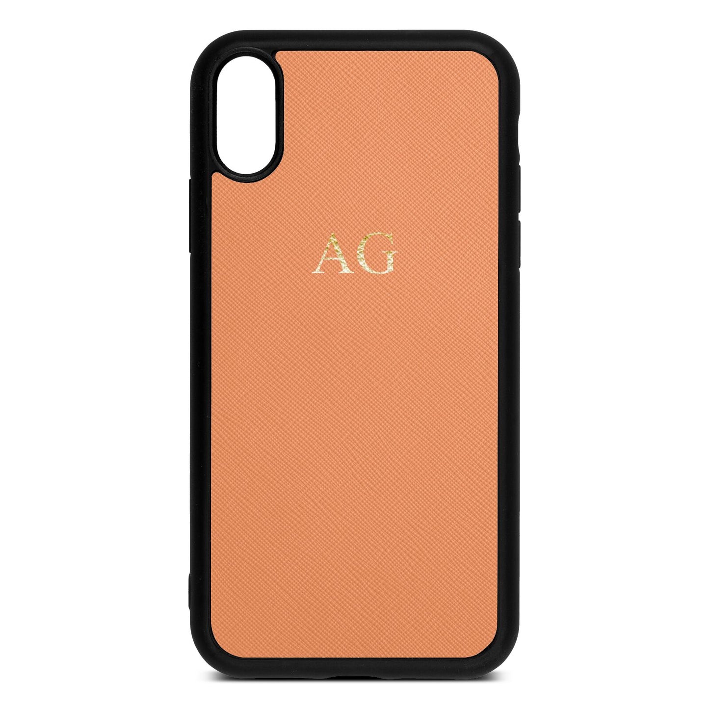 Personalised Orange Saffiano Leather iPhone Xr Case