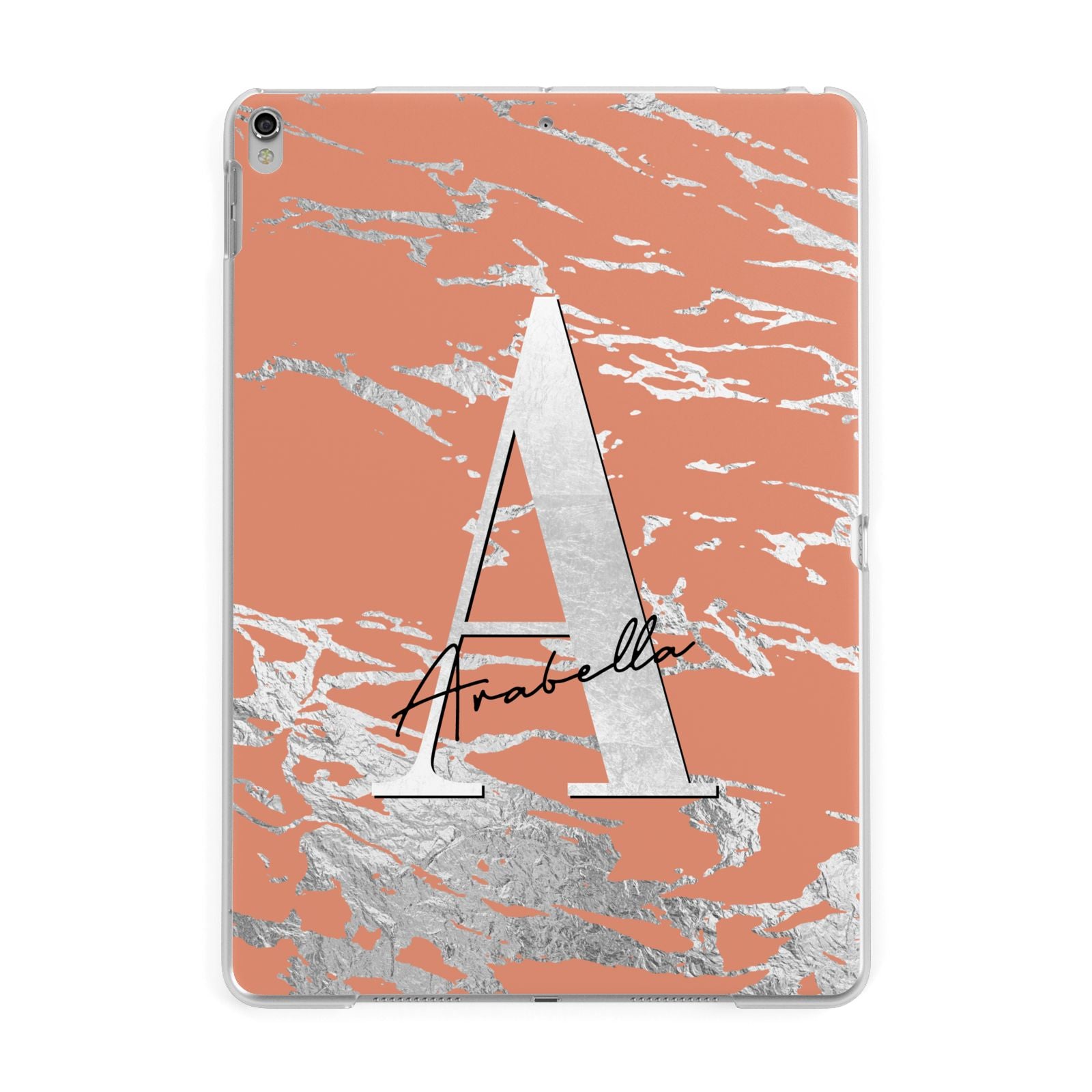 Personalised Orange Silver Apple iPad Silver Case