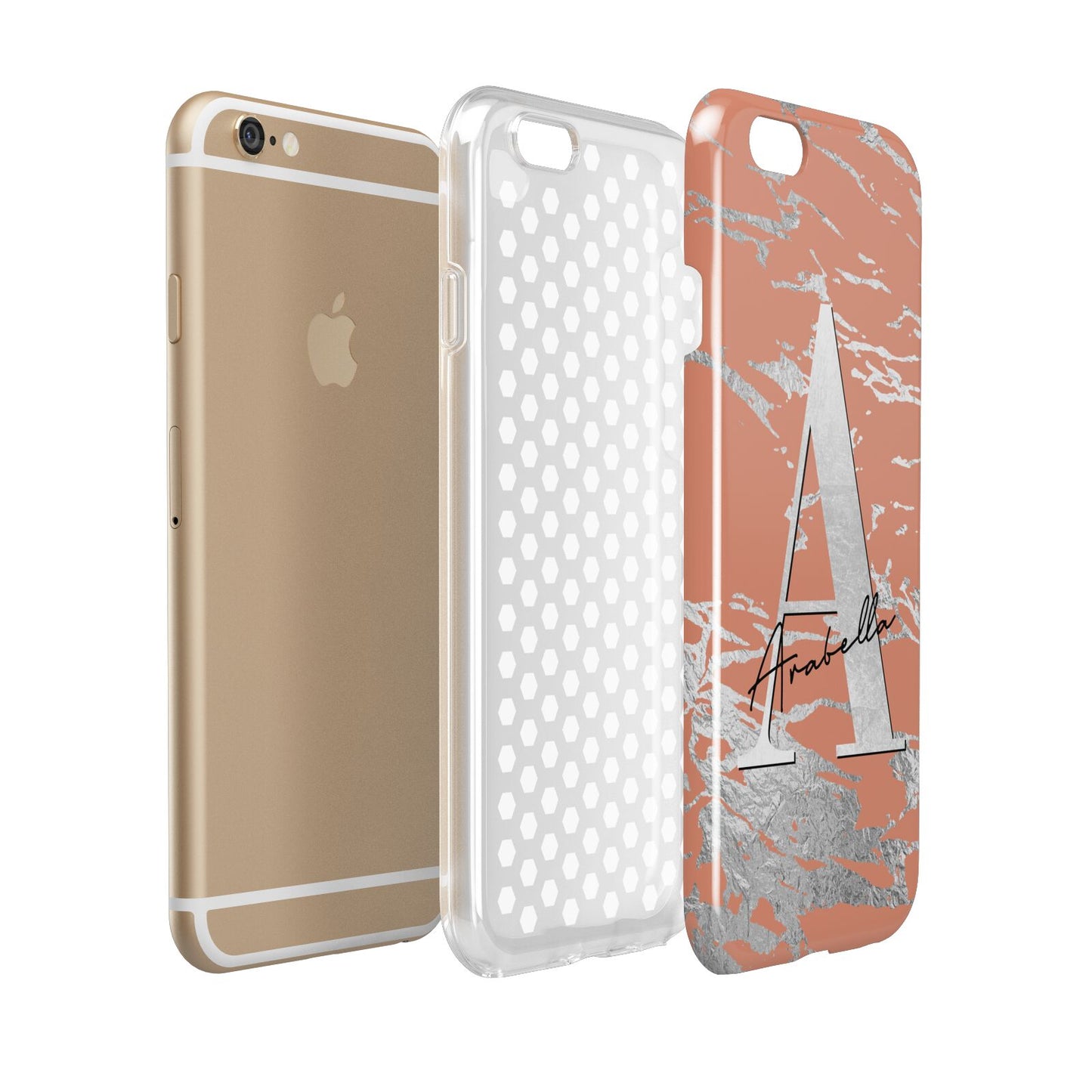 Personalised Orange Silver Apple iPhone 6 3D Tough Case Expanded view